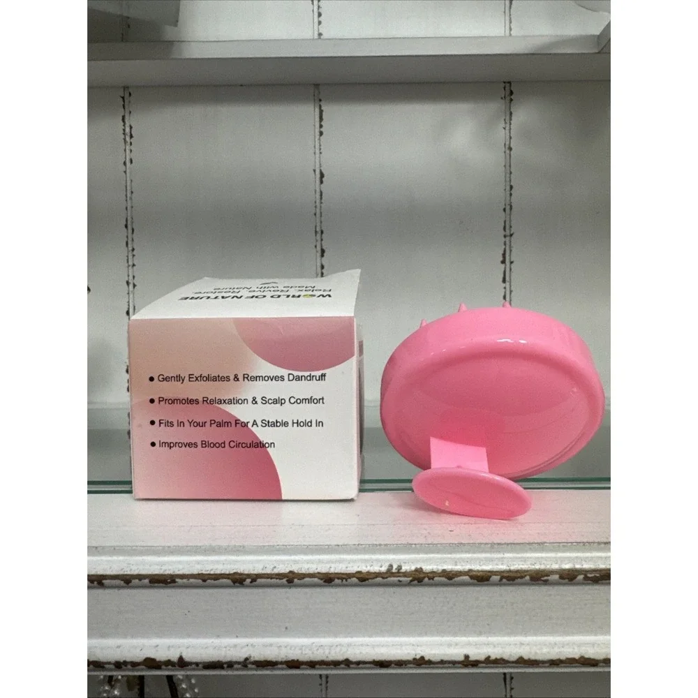 World Of Nature Shampoo‎ Brush Scalp Massager 100% Silicone Pink Color 1ct